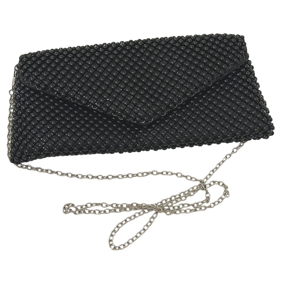 Elegant Black Beaded Clutch crossbody by‎ BLUSH EVENING